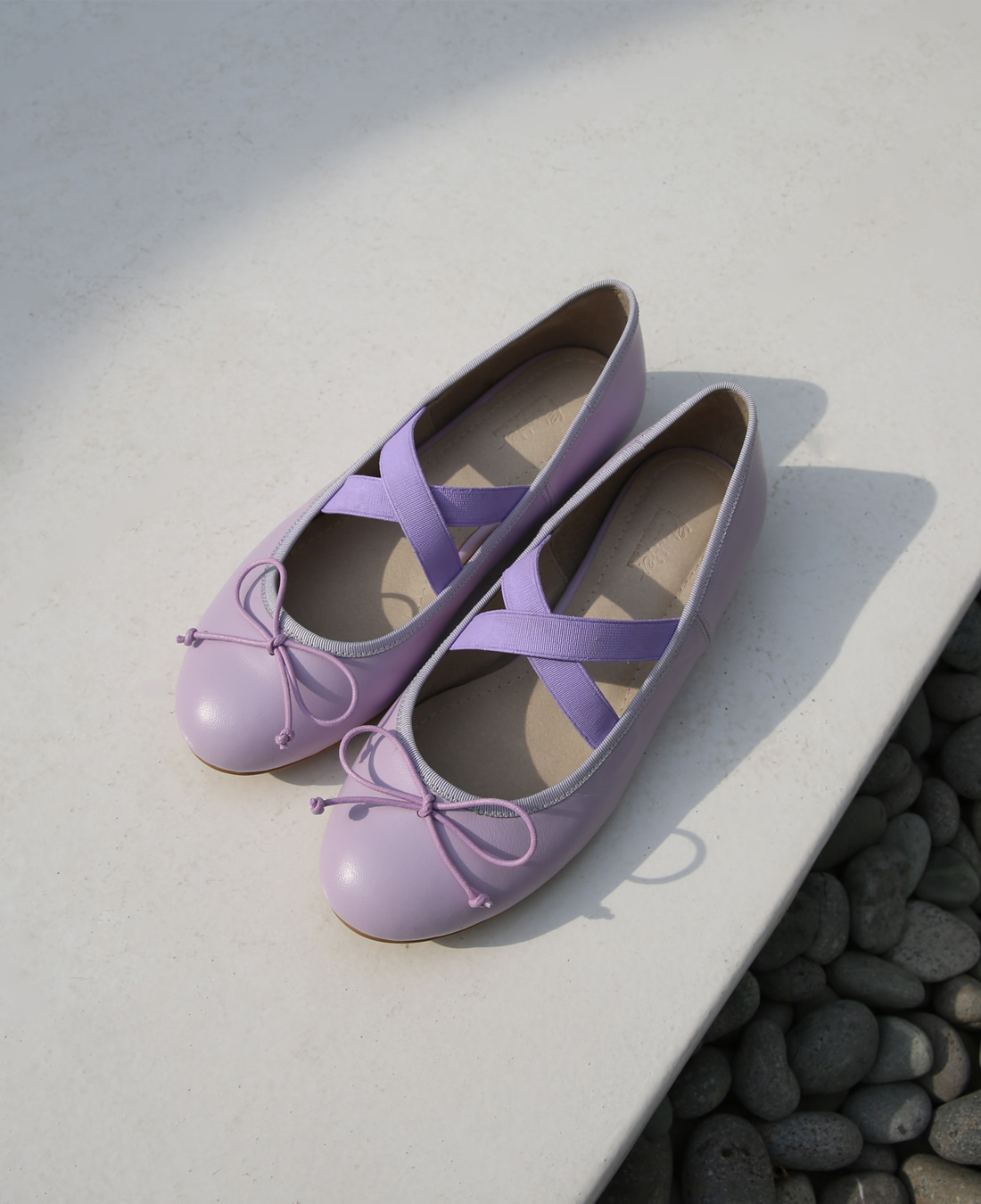 [245 size] X-Strap Ballerina Flat Shoes (Lilac)