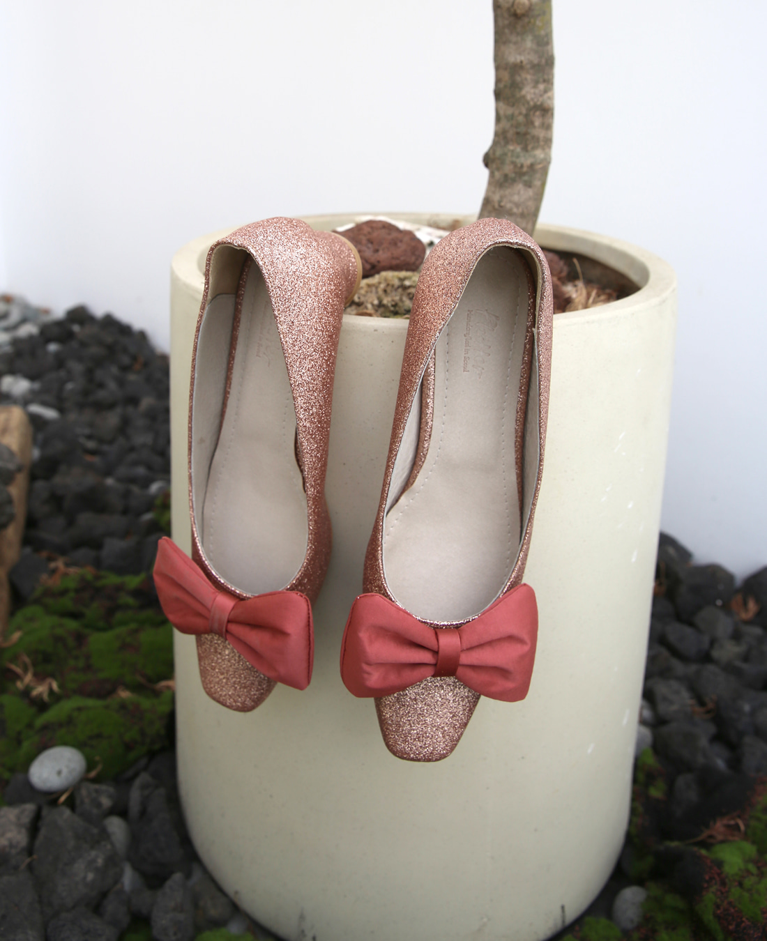 [245 size] Dorothy Ribbon Shoes (Glitter Rose)
